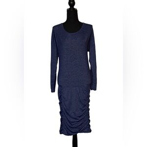 💜 Athleta Ruched Lounge Dress • Heathered Purple • Size M • Cozy Fit